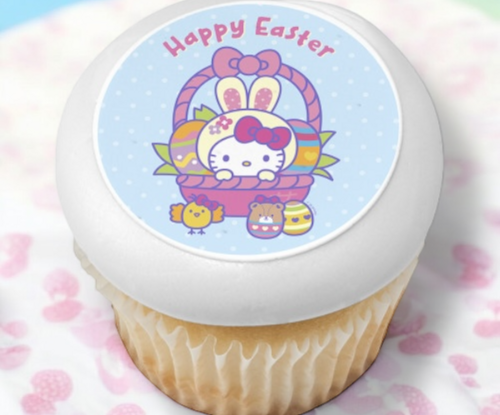Hello Kitty® Happy Easter PhotoCake® Edible Image® Cupcakes (12 Cupcakes)