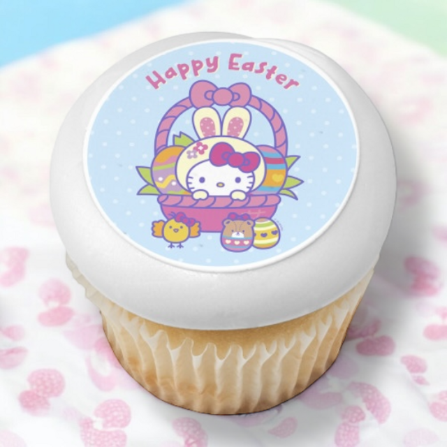 Hello Kitty® Happy Easter PhotoCake® Edible Image® Cupcakes (12 Cupcakes)