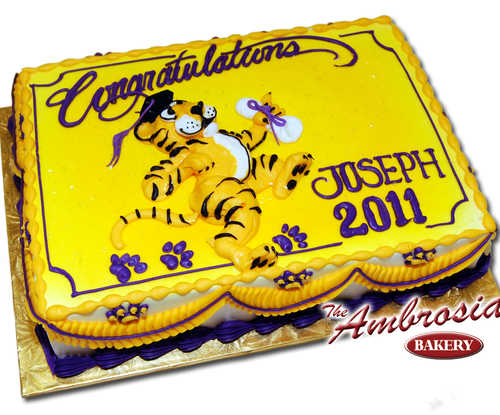 Dancing Tiger Cake with Graduation Cap
