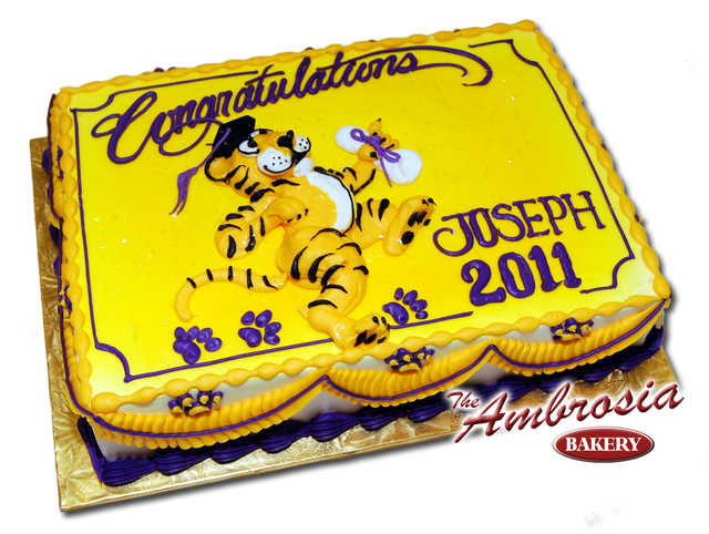 Dancing Tiger Cake with Graduation Cap