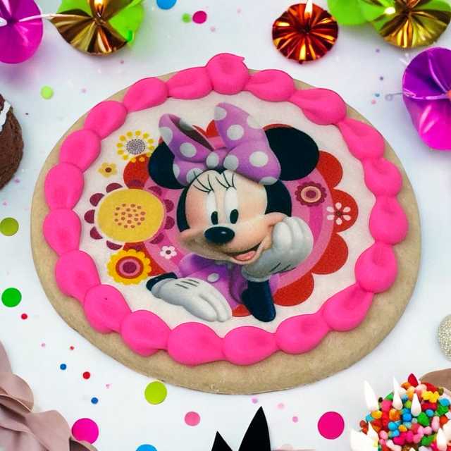 Disney Minnie Mouse Dots and Daisies - Edible Image PhotoCake® Cookie (12 Cookies)