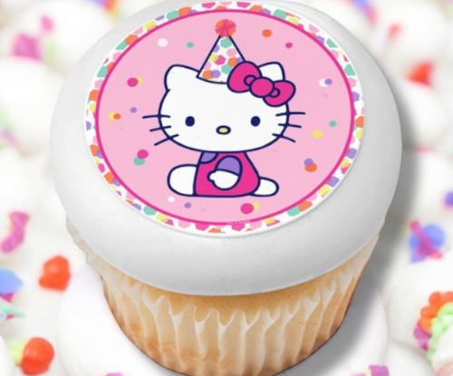Hello Kitty® Party Hat PhotoCake® Edible Image® Cupcakes (12 Cupcakes)