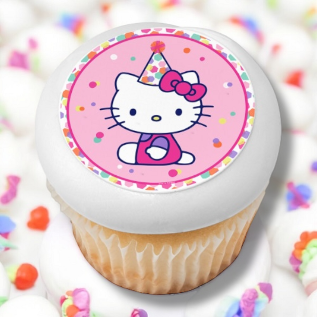 Hello Kitty® Party Hat PhotoCake® Edible Image® Cupcakes (12 Cupcakes)