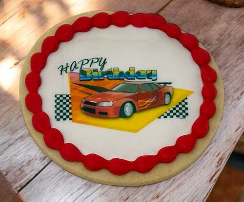 Happy Birthday Race Car Edible Image PhotoCake® Cookie (12 Cookies)