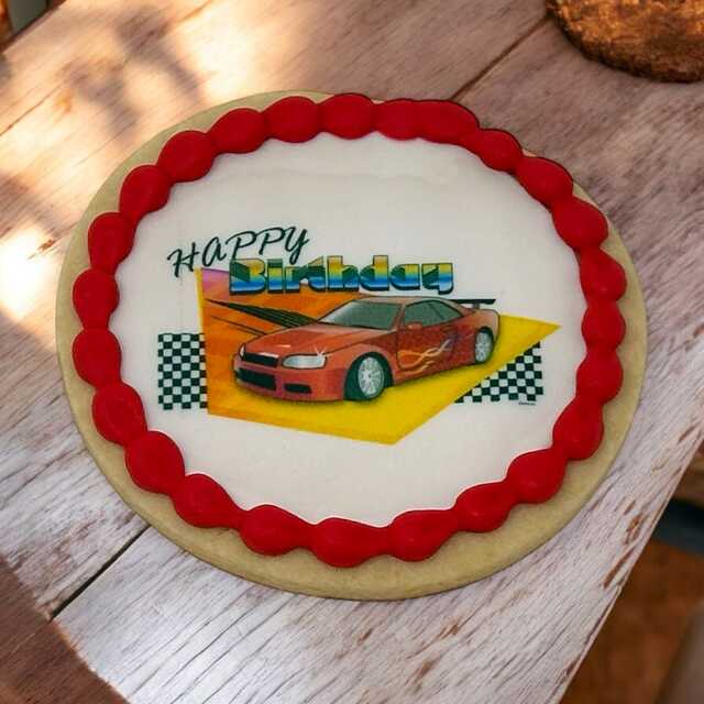 Happy Birthday Race Car Edible Image PhotoCake® Cookie (12 Cookies)
