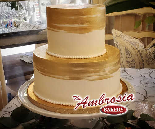 Painted 2 Tier Wedding / Anniversary Cake with Gold or Silver