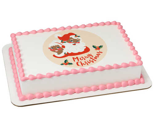 Merry Christmas Jolly PhotoCake® Edible Image® (African American)