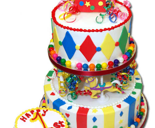 Bubble Gum 2 Tier 1st Birthday Cake