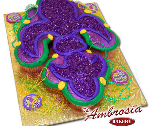 Mardi Gras fleur de lis Cupcakes - One Dozen