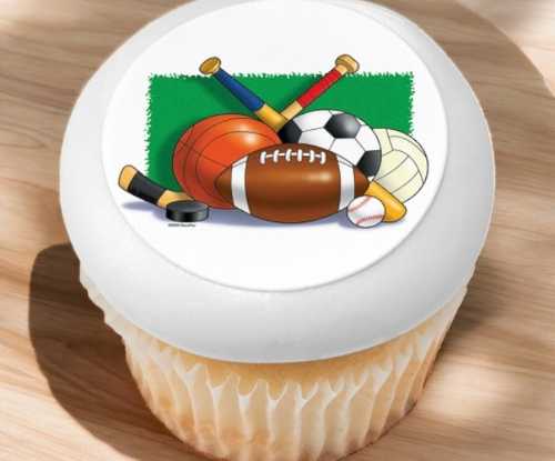 Sports Collage PhotoCake® Edible Image Cupcakes (12 Cupcakes)