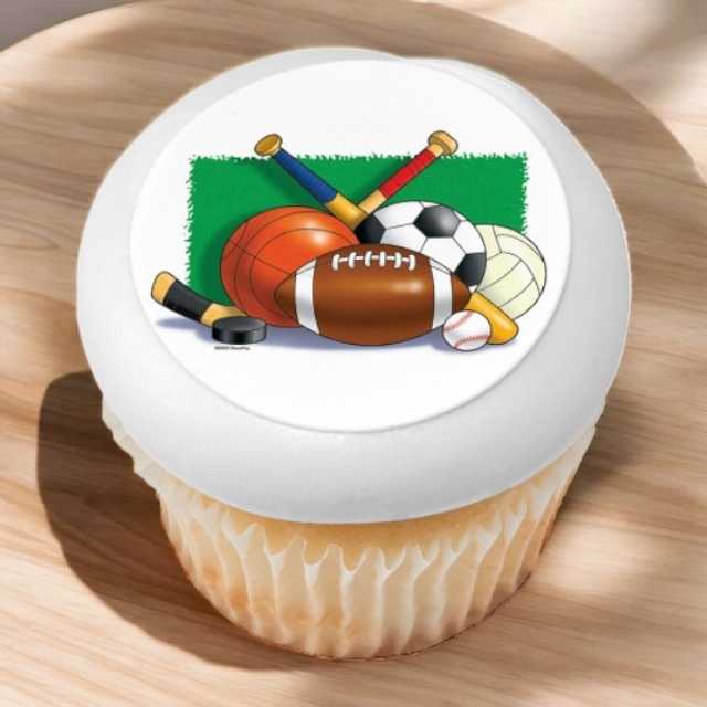 Sports Collage PhotoCake® Edible Image Cupcakes (12 Cupcakes)