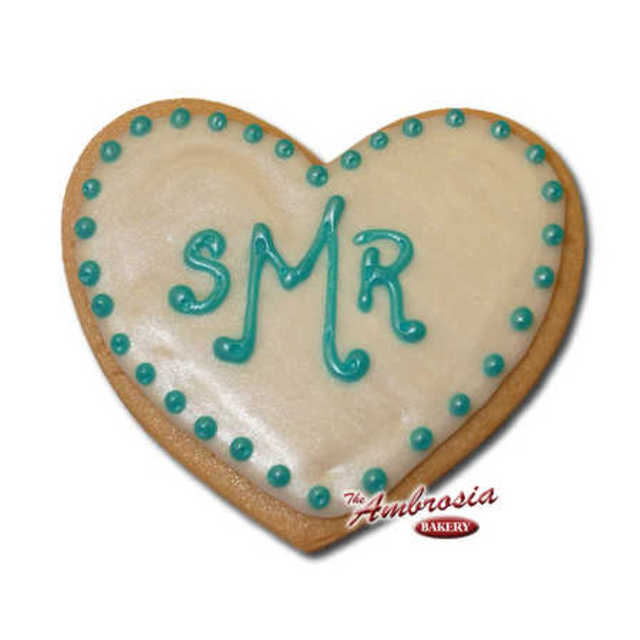 Bridal Shower Monogram Cut-Out Cookie - Heart Shaped
