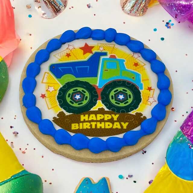 Happy Birthday Truck Edible Image PhotoCake® Cookie (12 Cookies)