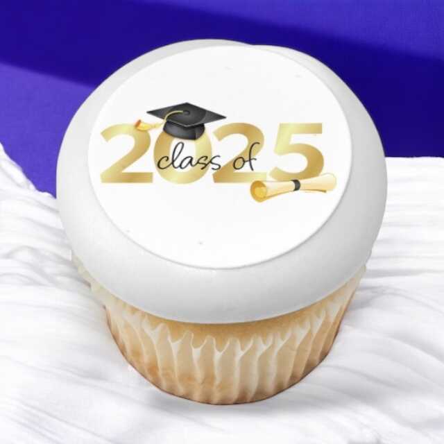 Traditional 2025 Grad PhotoCake® Edible Image® Cupcakes (12 Cupcakes)