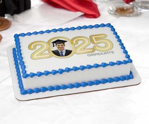 Gold 2025 Graduate PhotoCake® Edible Image® Frame Cake