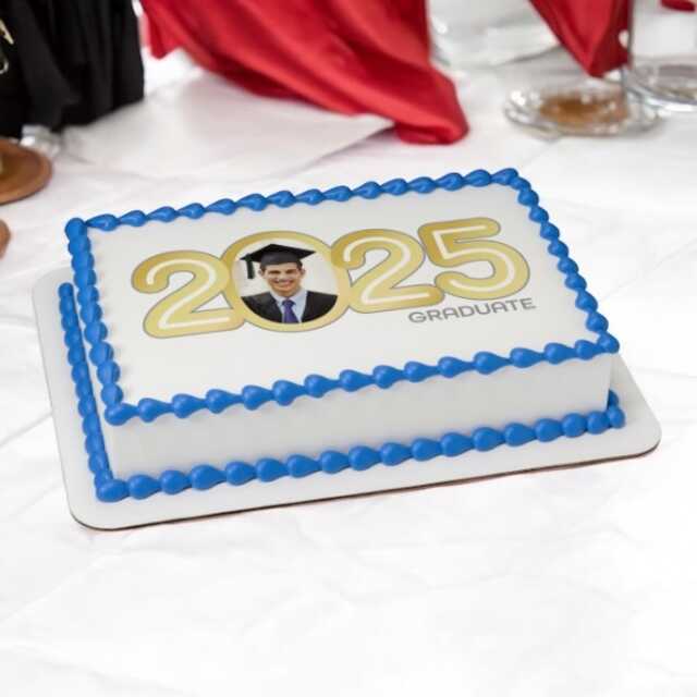 Gold 2025 Graduate PhotoCake® Edible Image® Frame Cake