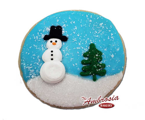 Snowman on a round Cutout Cookie