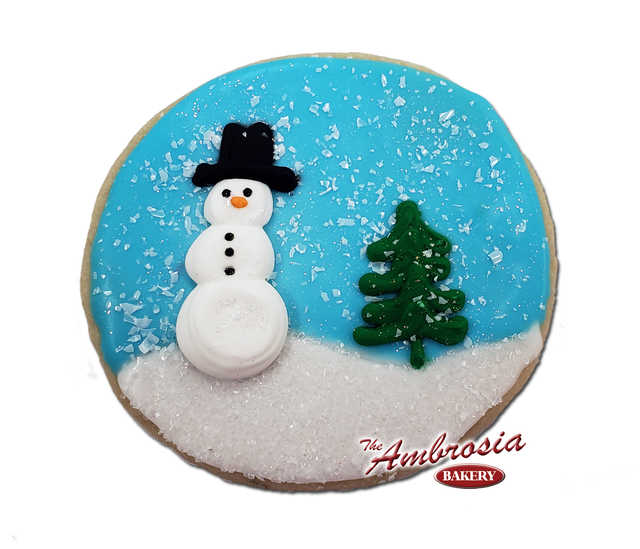 Snowman on a round Cutout Cookie