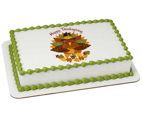 Happy Thanksgiving Turkey PhotoCake® Edible Image® Cake