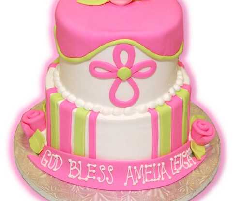 2 Tier Christening Cake