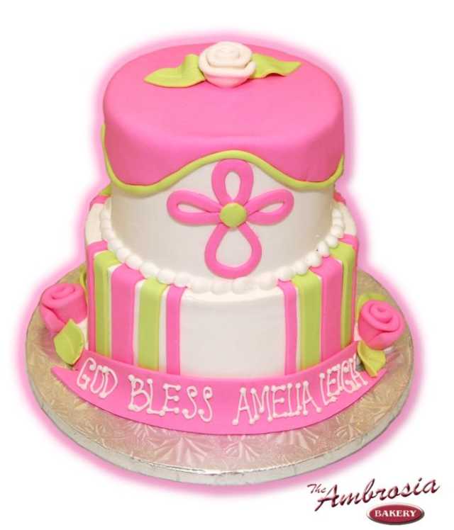 2 Tier Christening Cake
