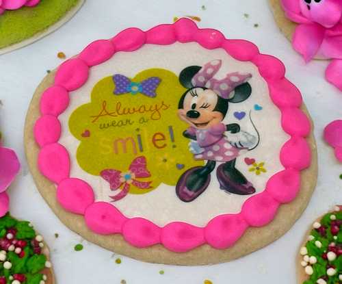Disney Minnie Mouse Always Wear a Smile - Edible Image PhotoCake® Cookie (12 Cookies)