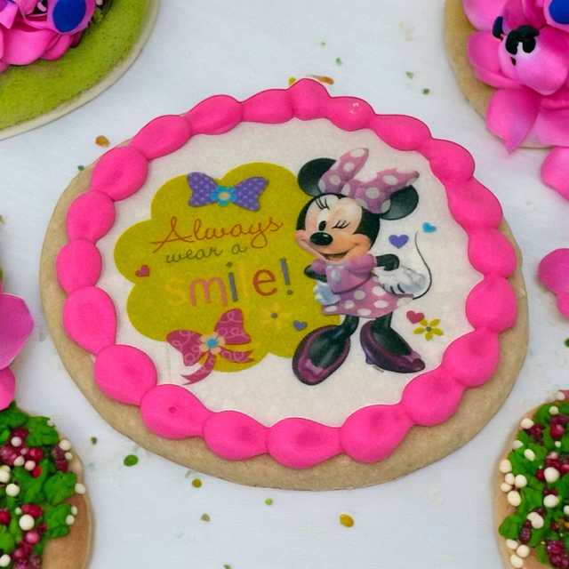 Disney Minnie Mouse Always Wear a Smile - Edible Image PhotoCake® Cookie (12 Cookies)