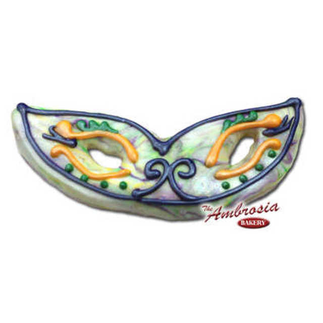 Mardi Gras Mask Marbled Cut-Out Cookie #2