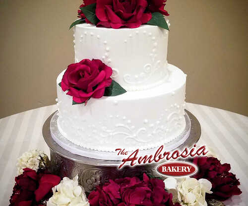 2 Tier Fancy Scroll Design Wedding Cake