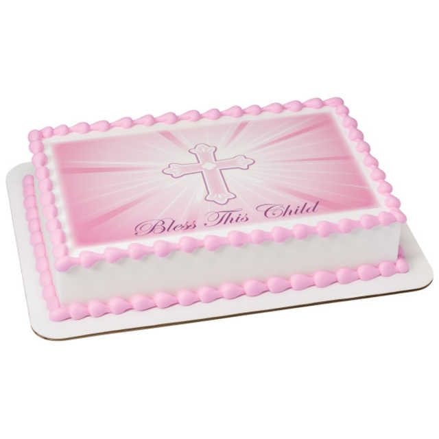 Bless This Child-Pink PhotoCake® Image