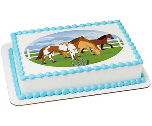 Grazing Horses PhotoCake® Edible Image®