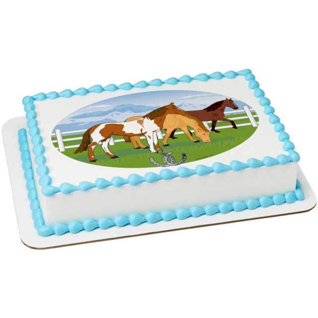 Grazing Horses PhotoCake® Edible Image®