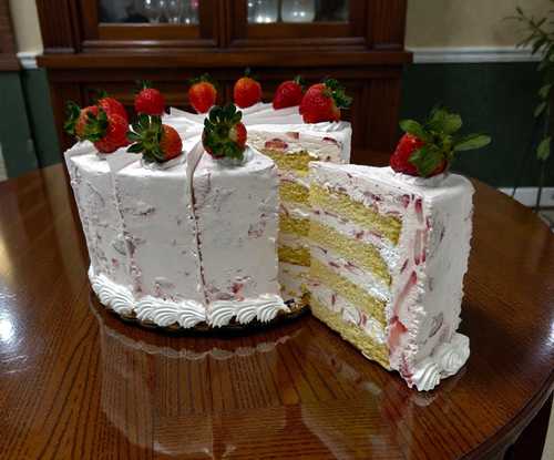 Pre-Sliced Fresh Strawberry Cake