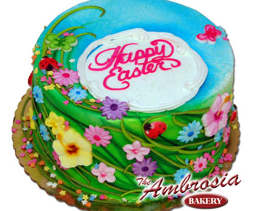 Spring Flowers Happy Easter Cake