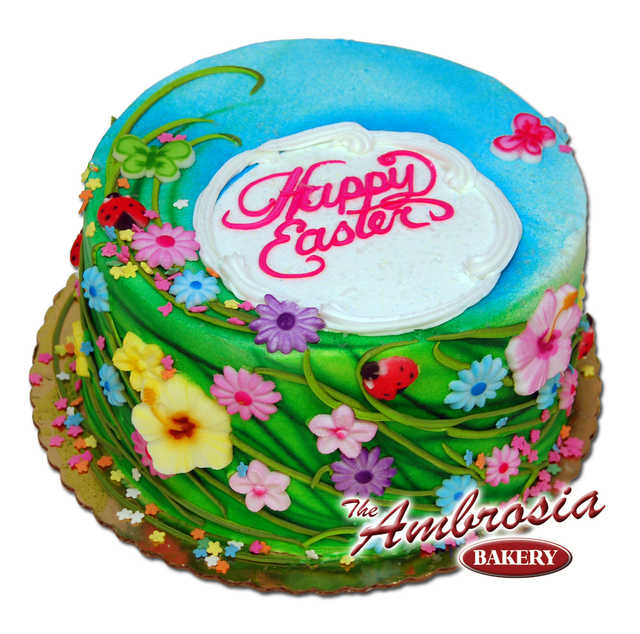 Spring Flowers Happy Easter Cake